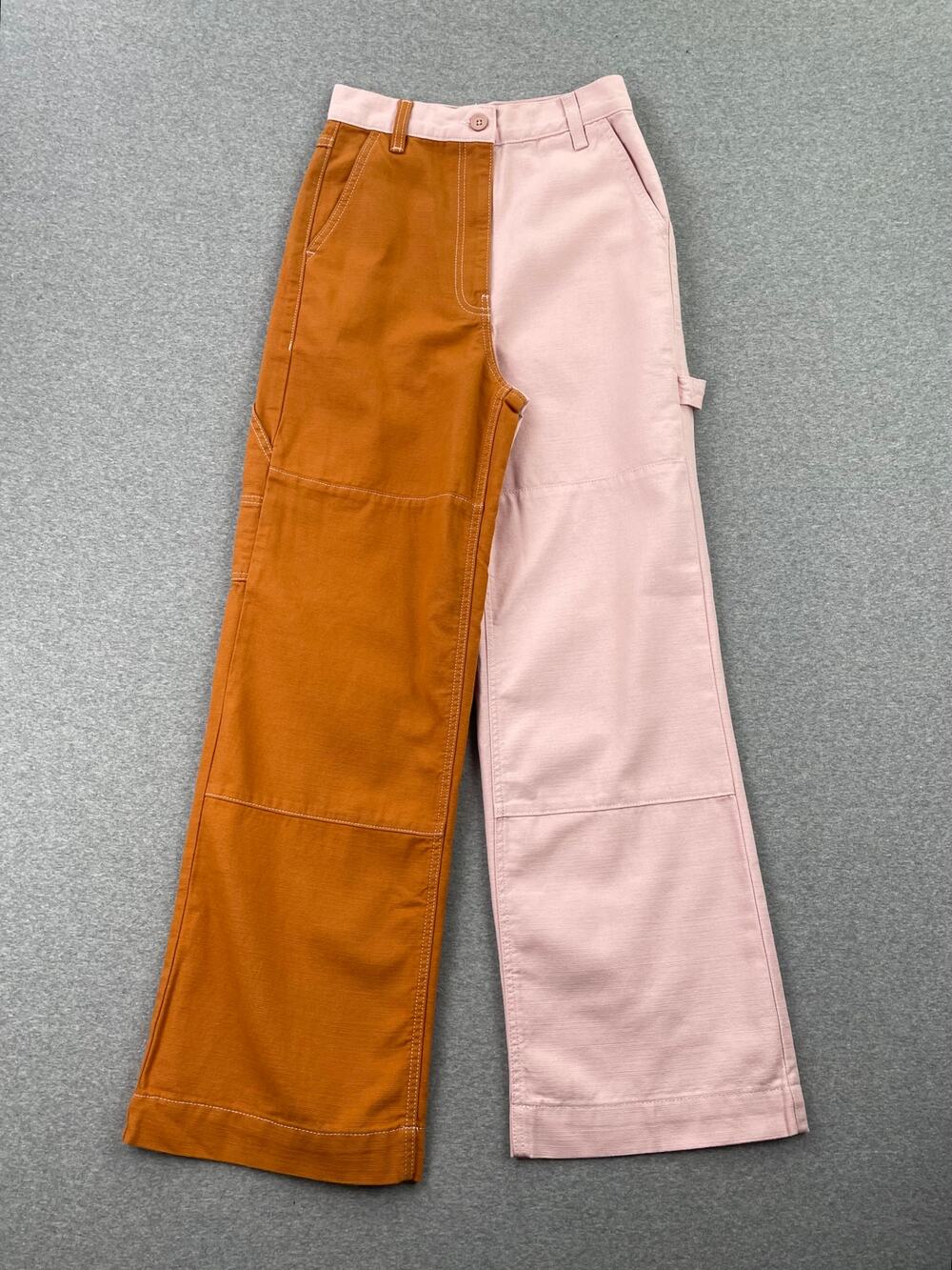 Topshop Jeans Womens 4 Pink Orange Carpenter Straight Leg High Rise Skater Prep